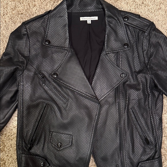 Rebecca Minkoff Black Textured Leather Jacket - Picture 4 of 5